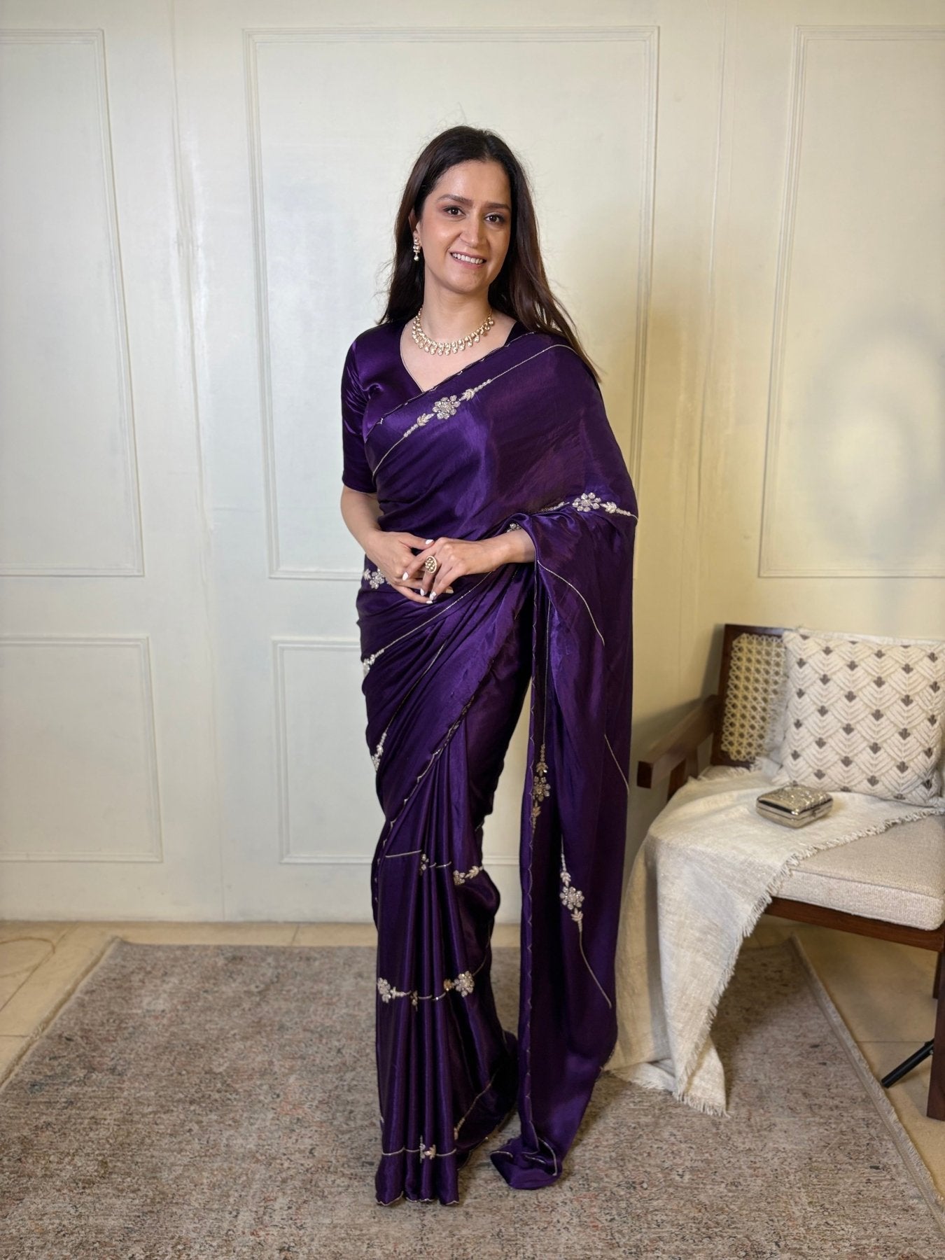 Purple Modal Handwork Saree - Eternity by Sakshi