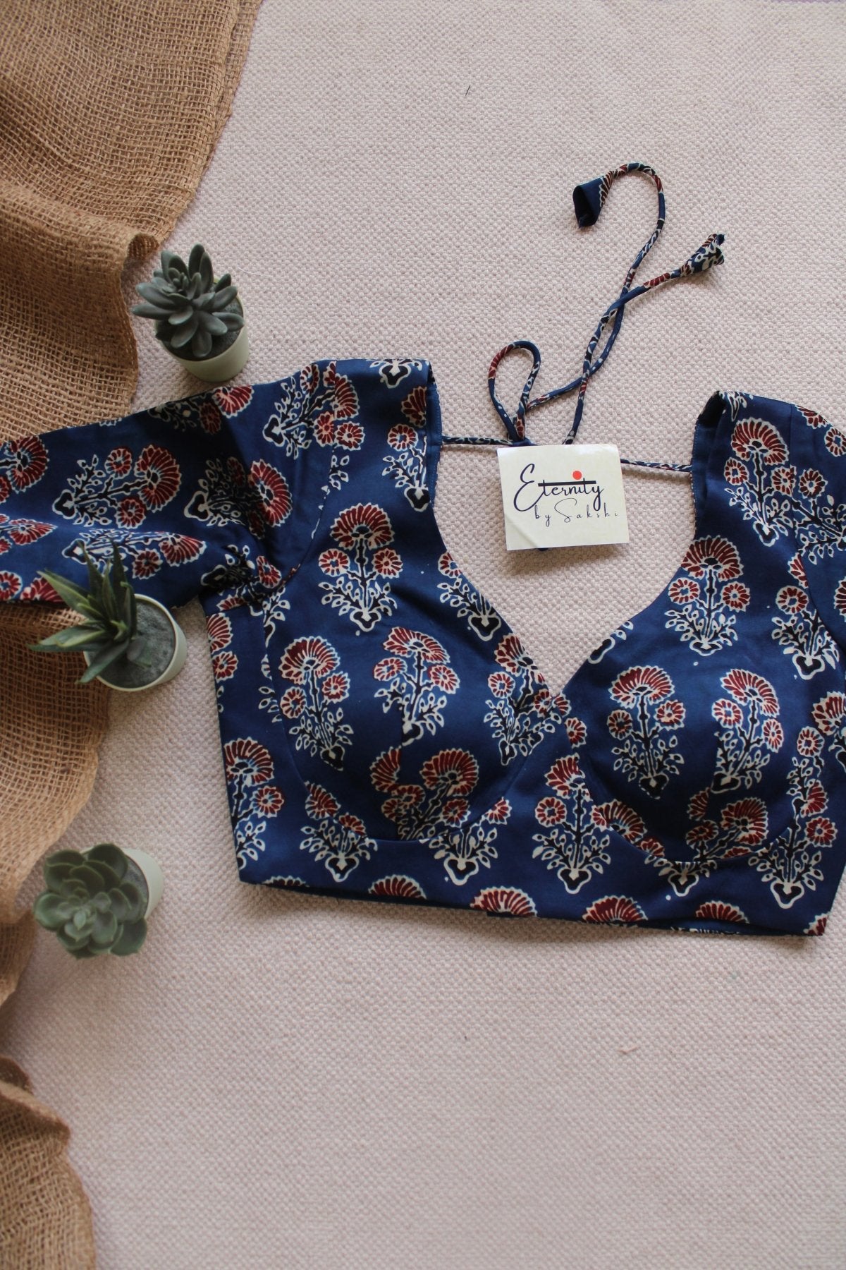 Indigo Ajrakh Silk Blouse - Eternity by Sakshi