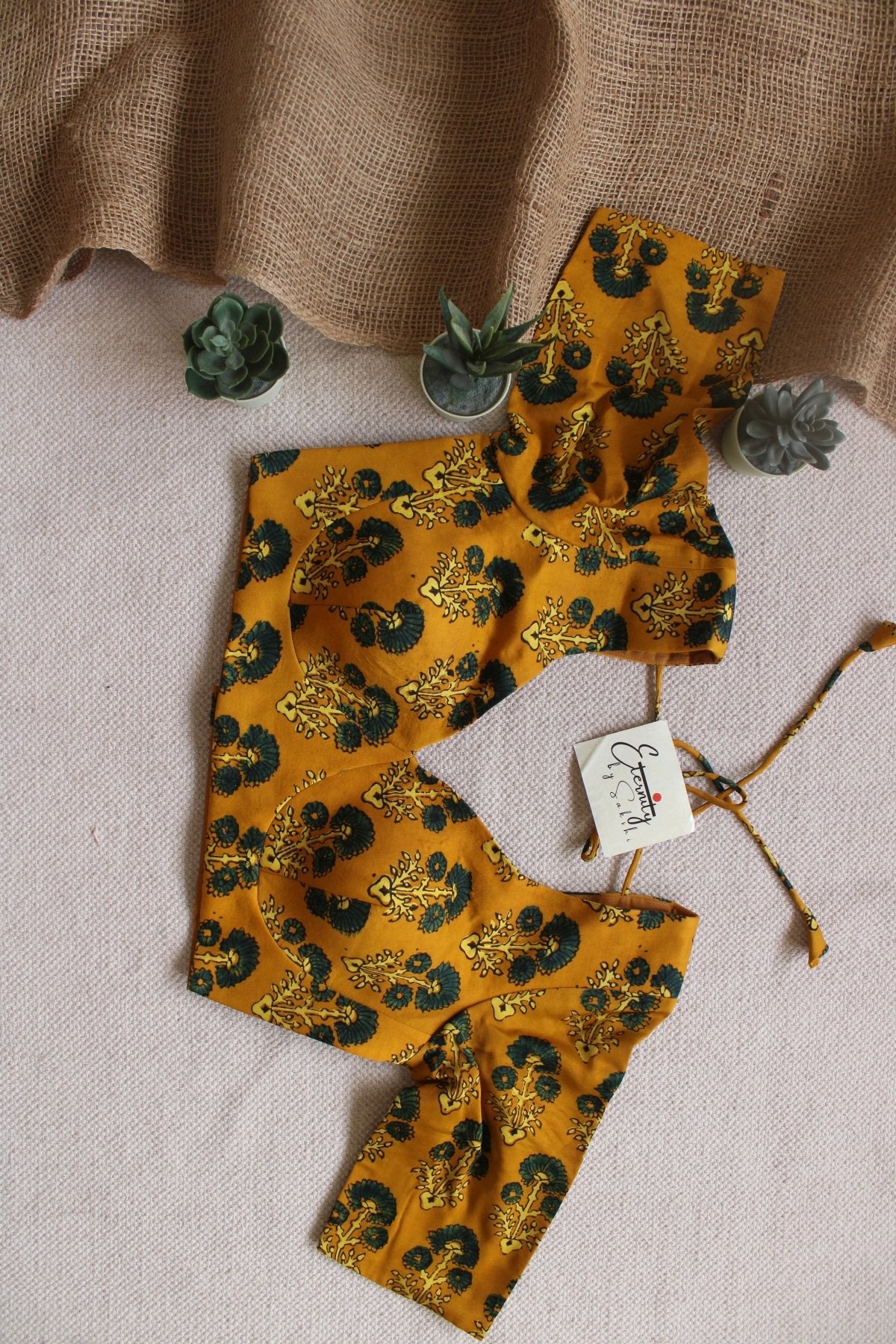 Yellow Ajrakh Silk Blouse - Eternity by Sakshi