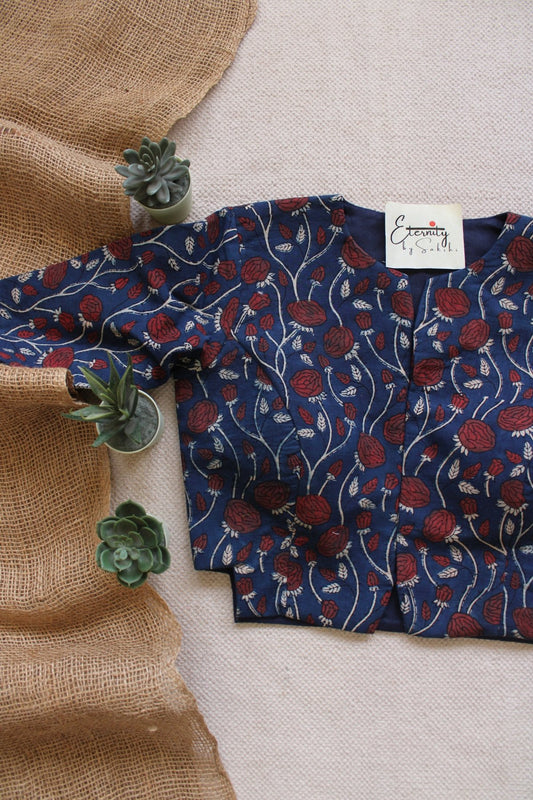 Dark Blue Rosevine Blouse - Eternity by Sakshi