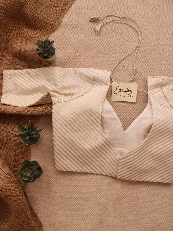 White Stripes Chanderi Blouse - Eternity by Sakshi