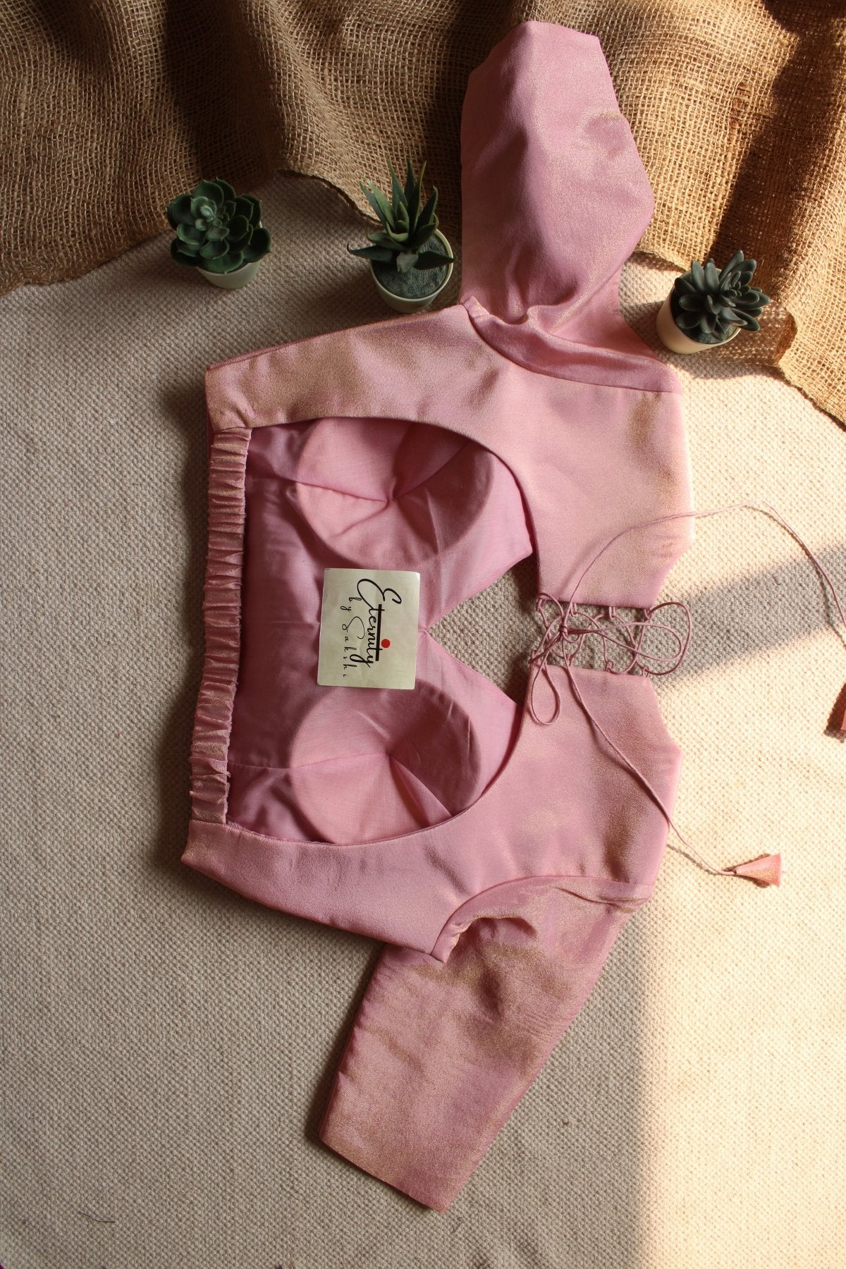 Light Pink Tissue Elastic Blouse - Eternity by Sakshi