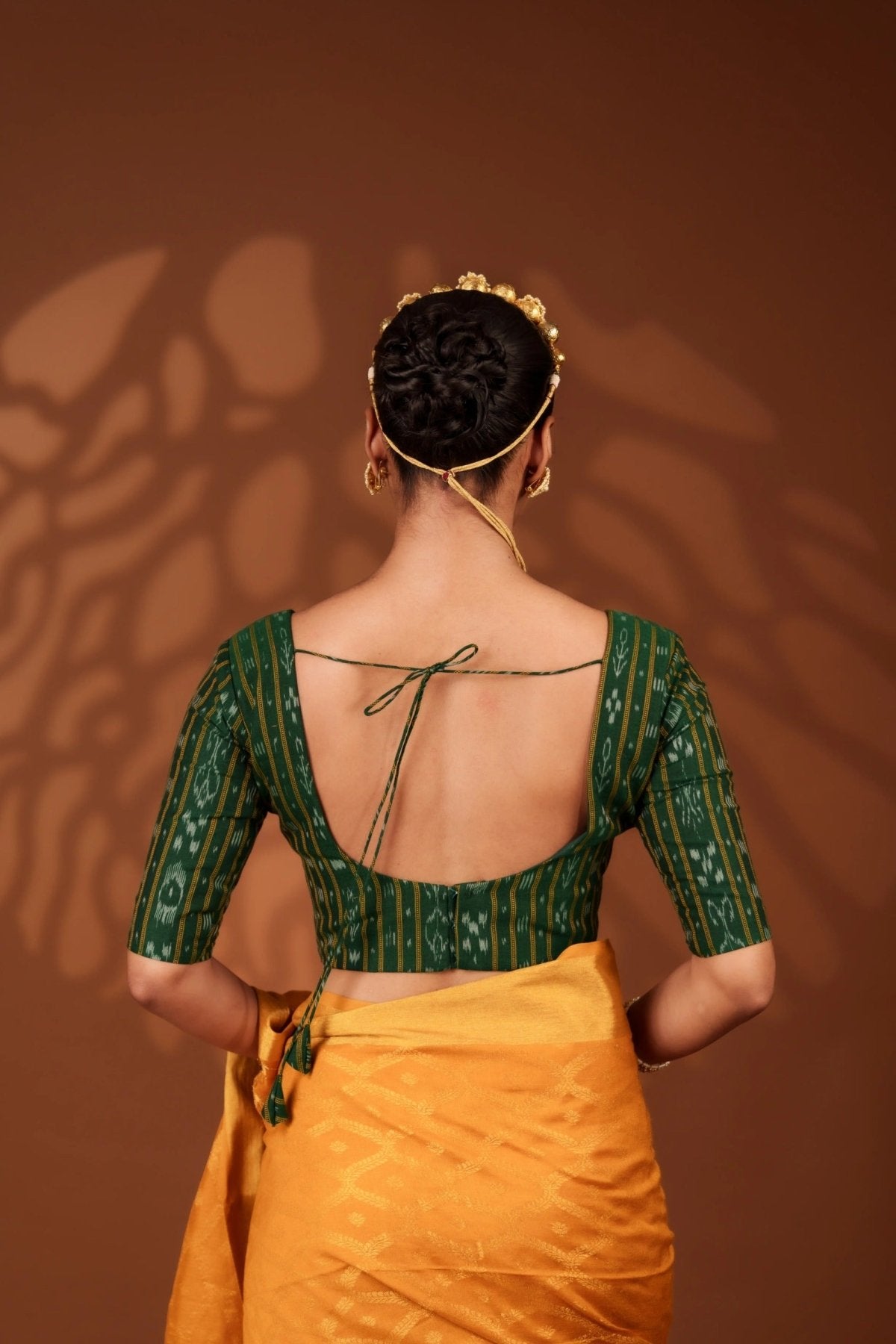 Green Ikat With Sleeves Blouse - Eternity by Sakshi