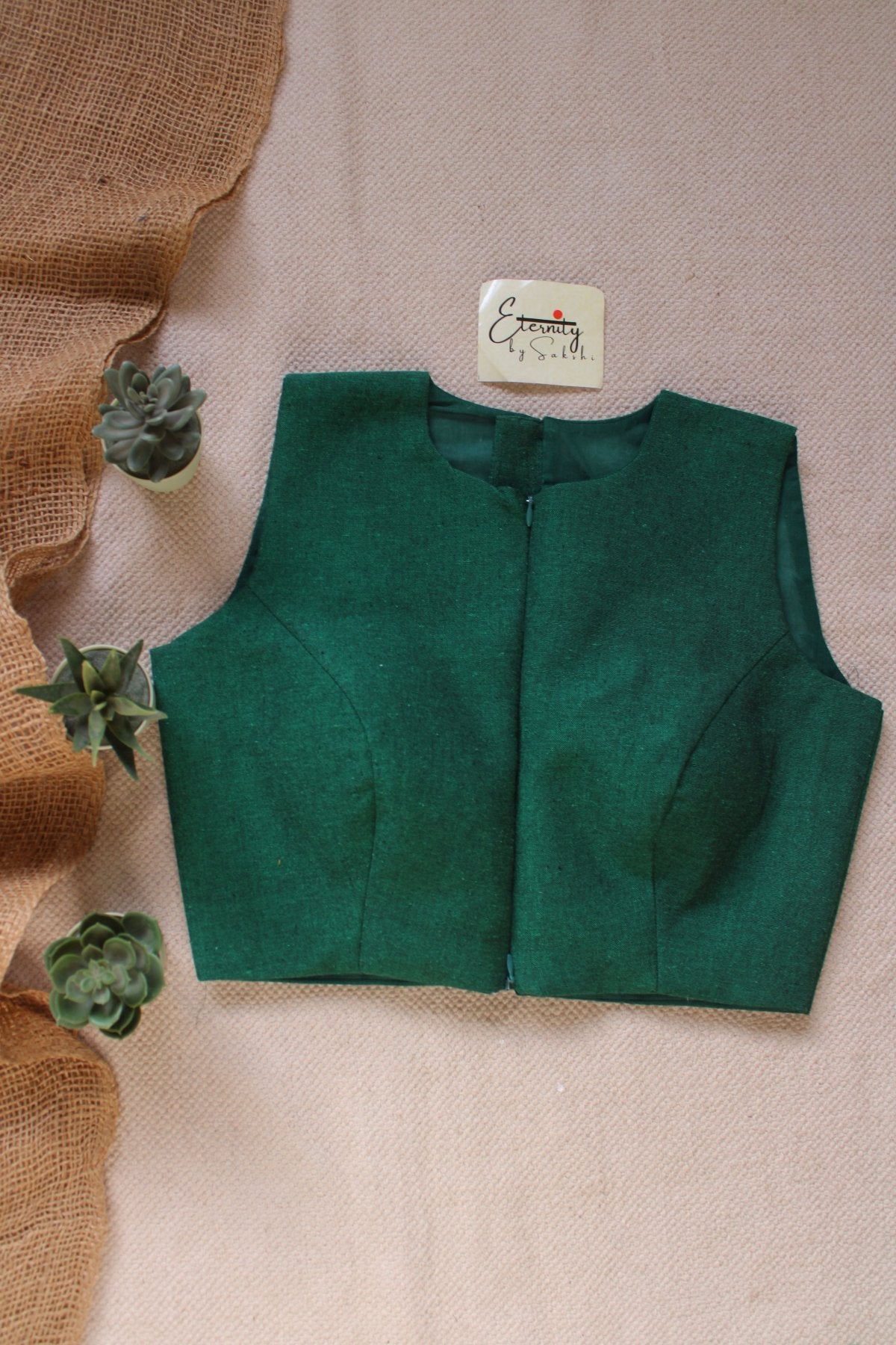 Green Leafy Double Zip Mood Blouse - Eternity by Sakshi