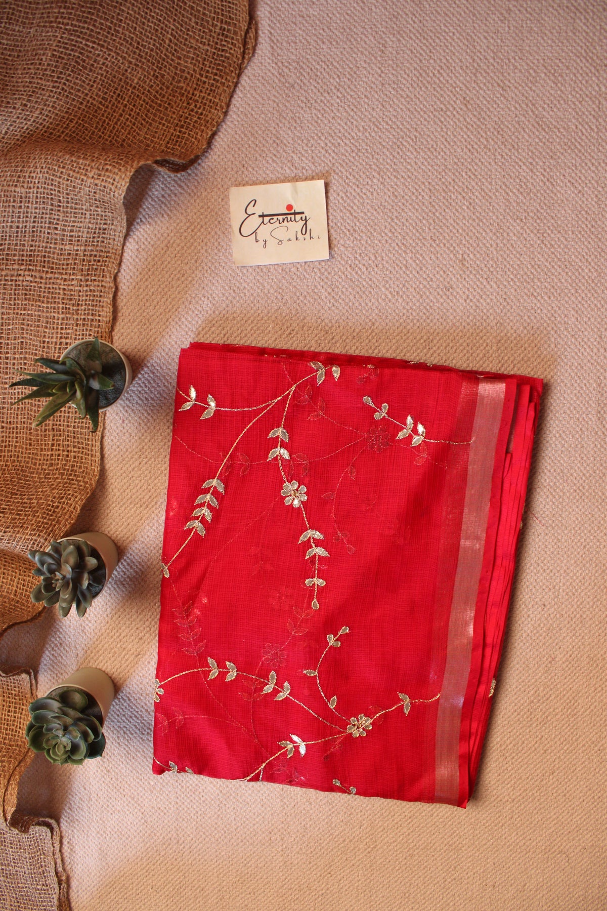 Red Kota Doriya Gottapatti Saree
