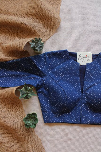 Indigo Vanilla Ajrakh Limited Edition Blouse - Eternity by Sakshi
