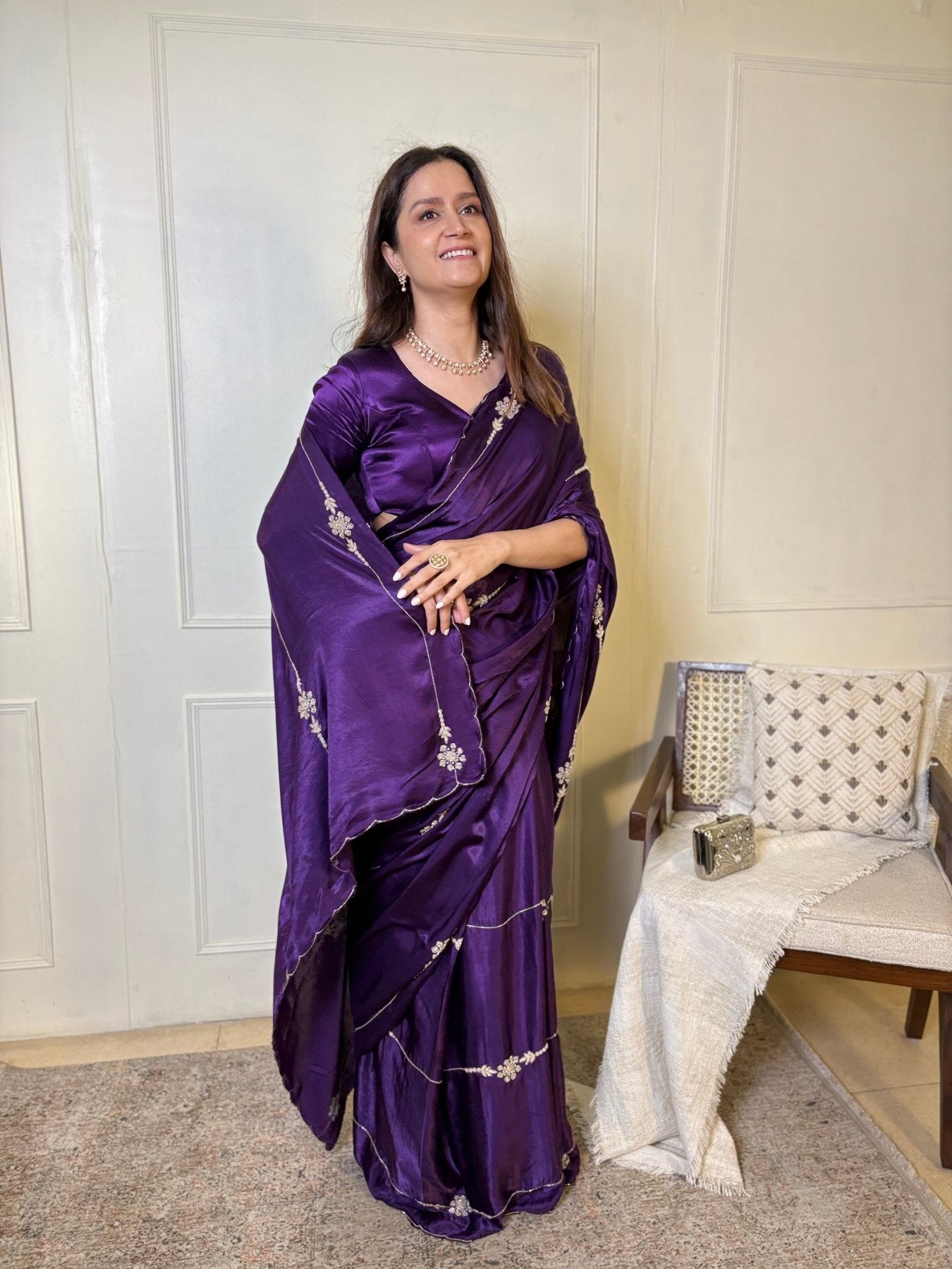 Purple Modal Handwork Saree - Eternity by Sakshi