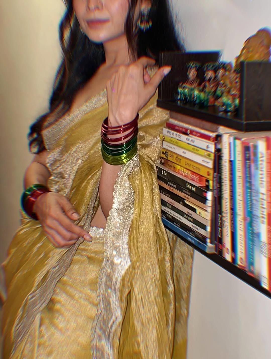 Turmeric Metallic Linen Saree - Eternity by Sakshi