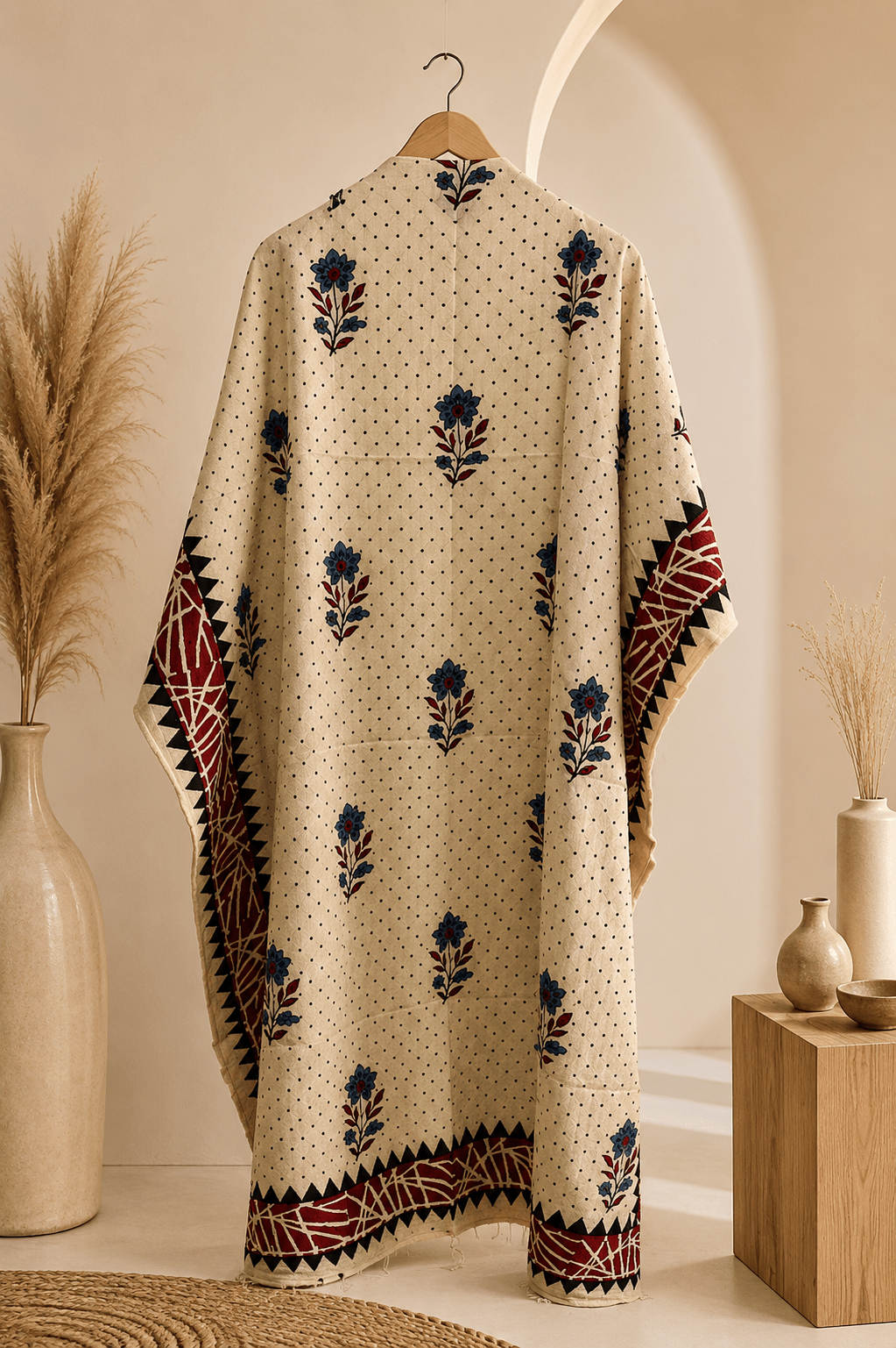 Kaftan Fabric Offwhite Flowers - Eternity by Sakshi