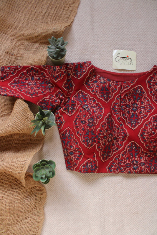 Ajrakh - Charm Red Blouse - Eternity by Sakshi