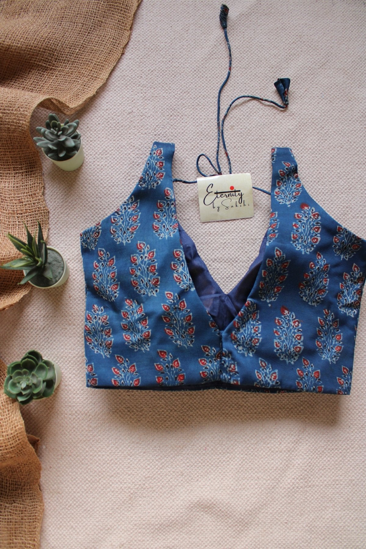 Indigo Blue Modal Ajrakh Blouse - Eternity by Sakshi