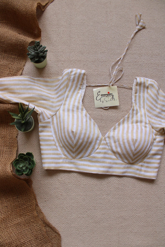 White Linen With Sleeves Blouse - Eternity by Sakshi