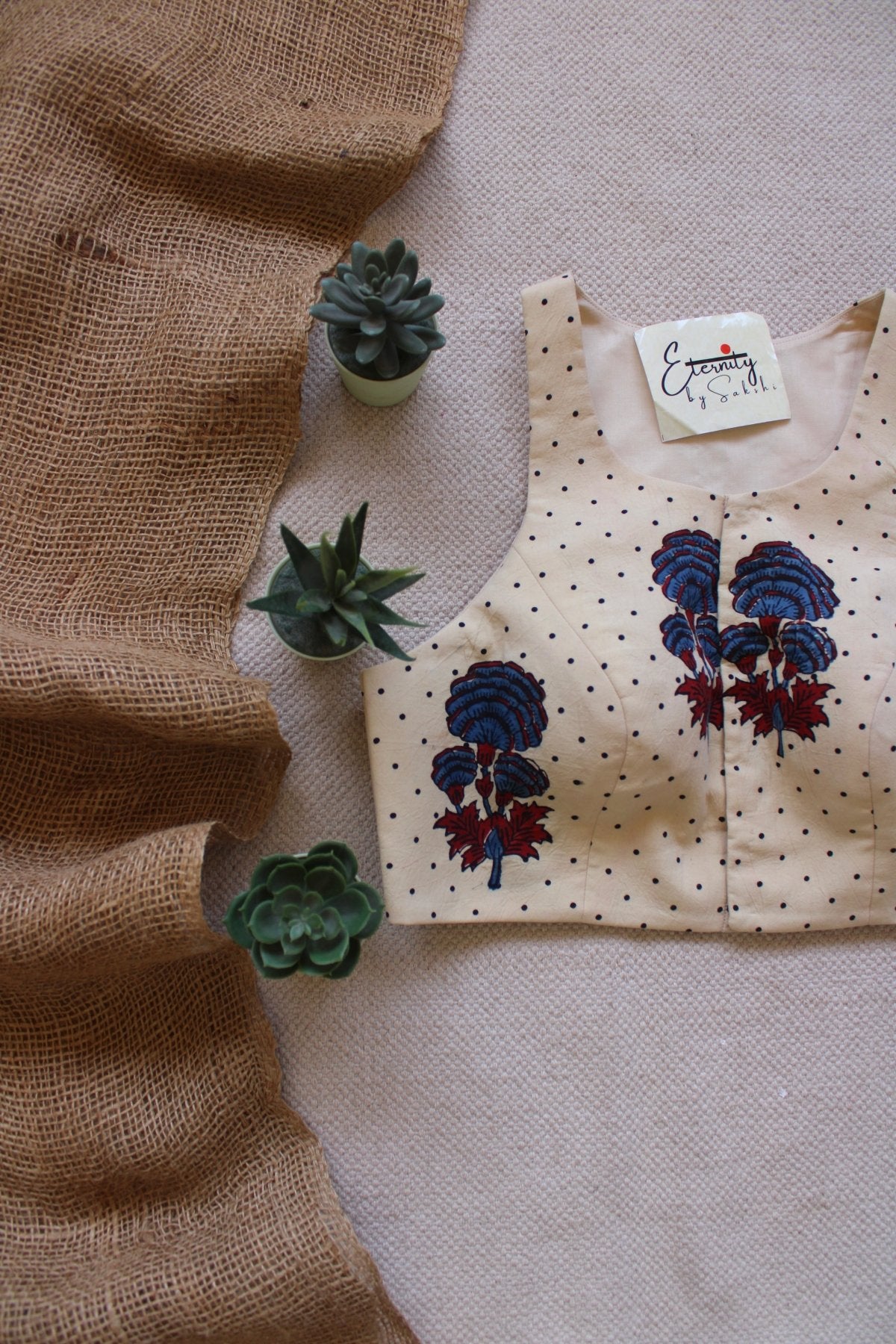 Gulmohar Vanilla Ajrakh Blouse - Eternity by Sakshi