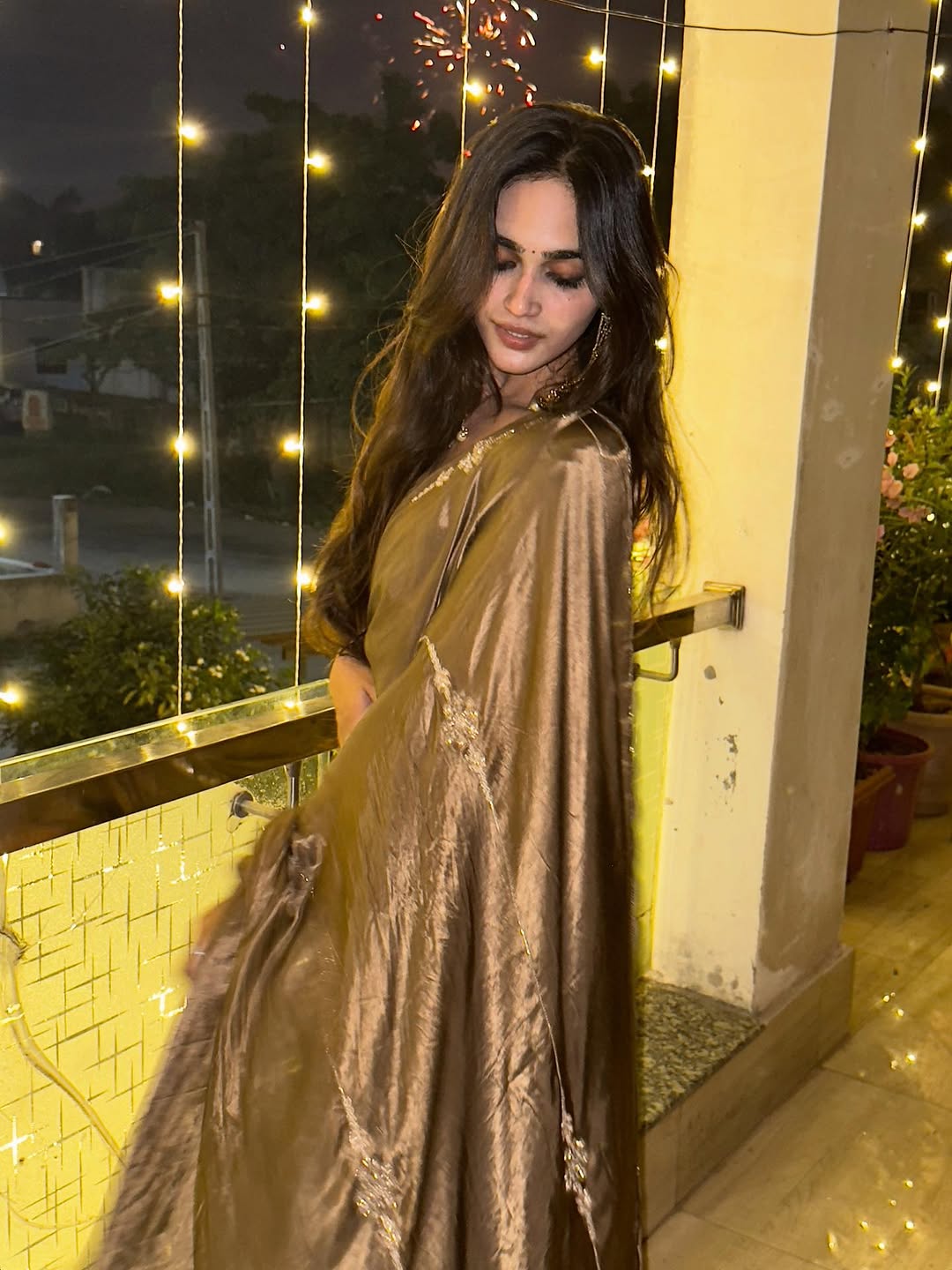 Cappuccino Modal Handwork Saree