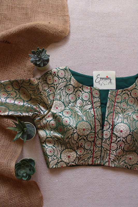 Green Utsav Brocade Blouse - Eternity by Sakshi
