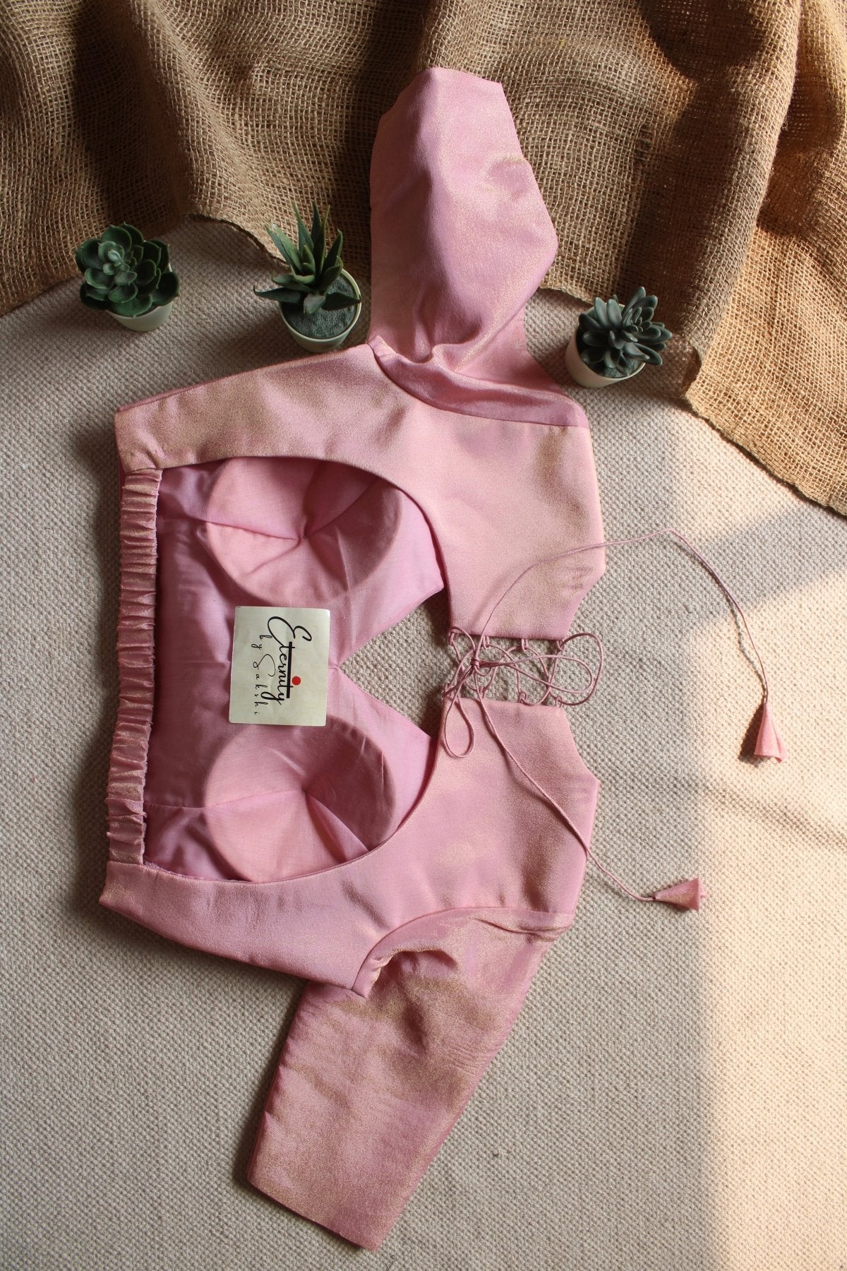 Light Pink Tissue Elastic Blouse - Eternity by Sakshi