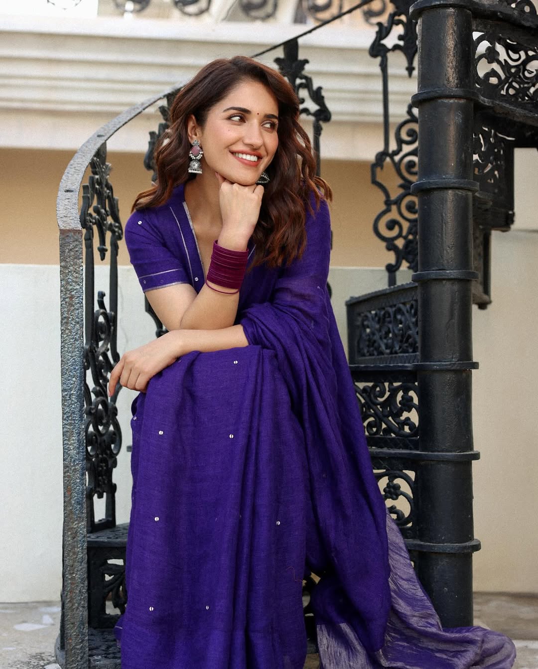 Purple Raina Linen Saree - Eternity by Sakshi