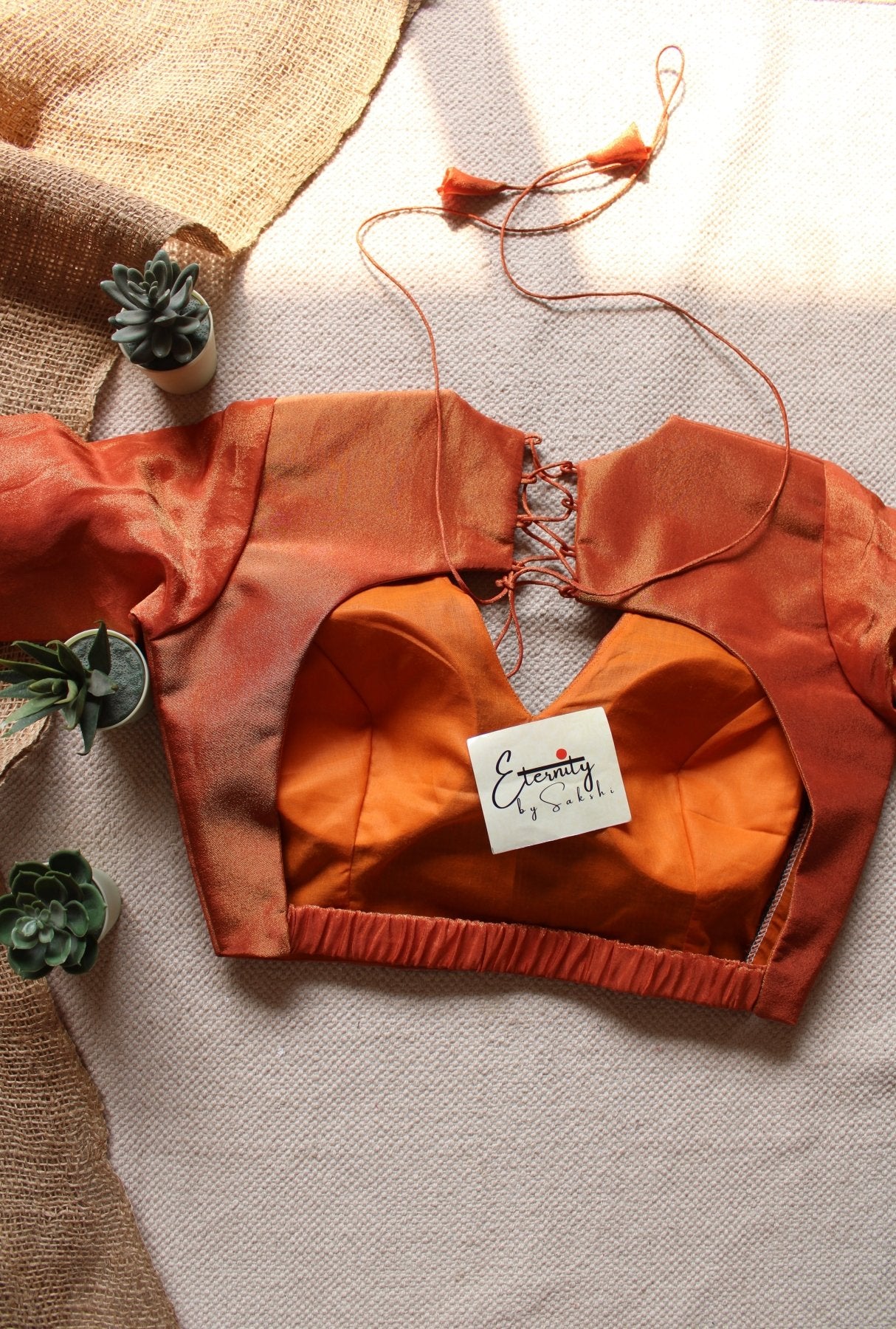 Orange Tissue Elastic Blouse - Eternity by Sakshi