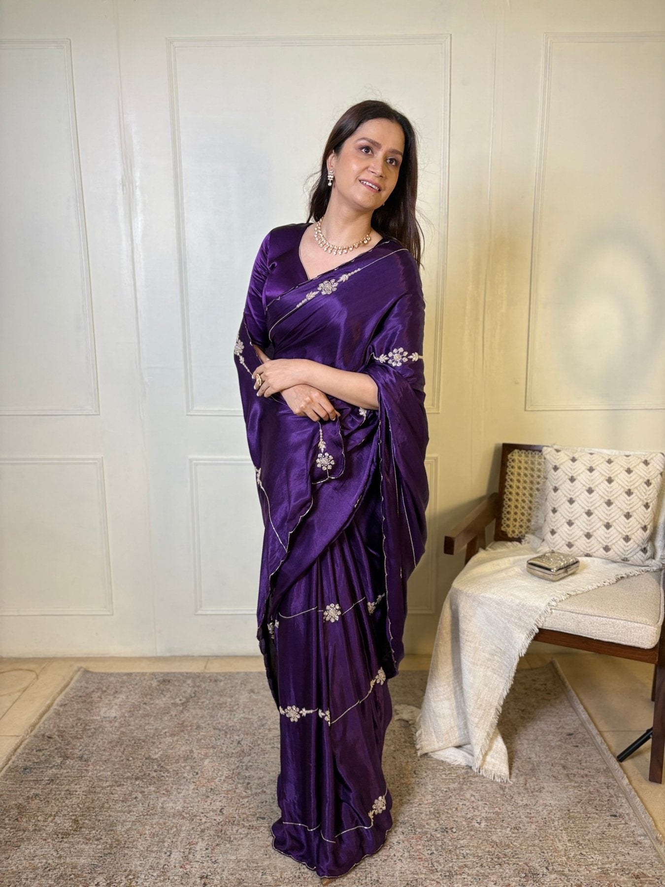 Purple Modal Handwork Saree - Eternity by Sakshi