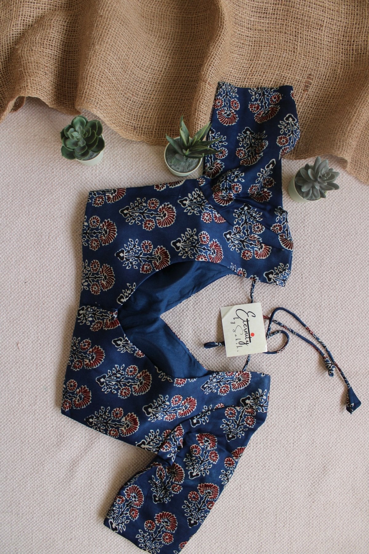 Indigo Ajrakh Silk Blouse - Eternity by Sakshi