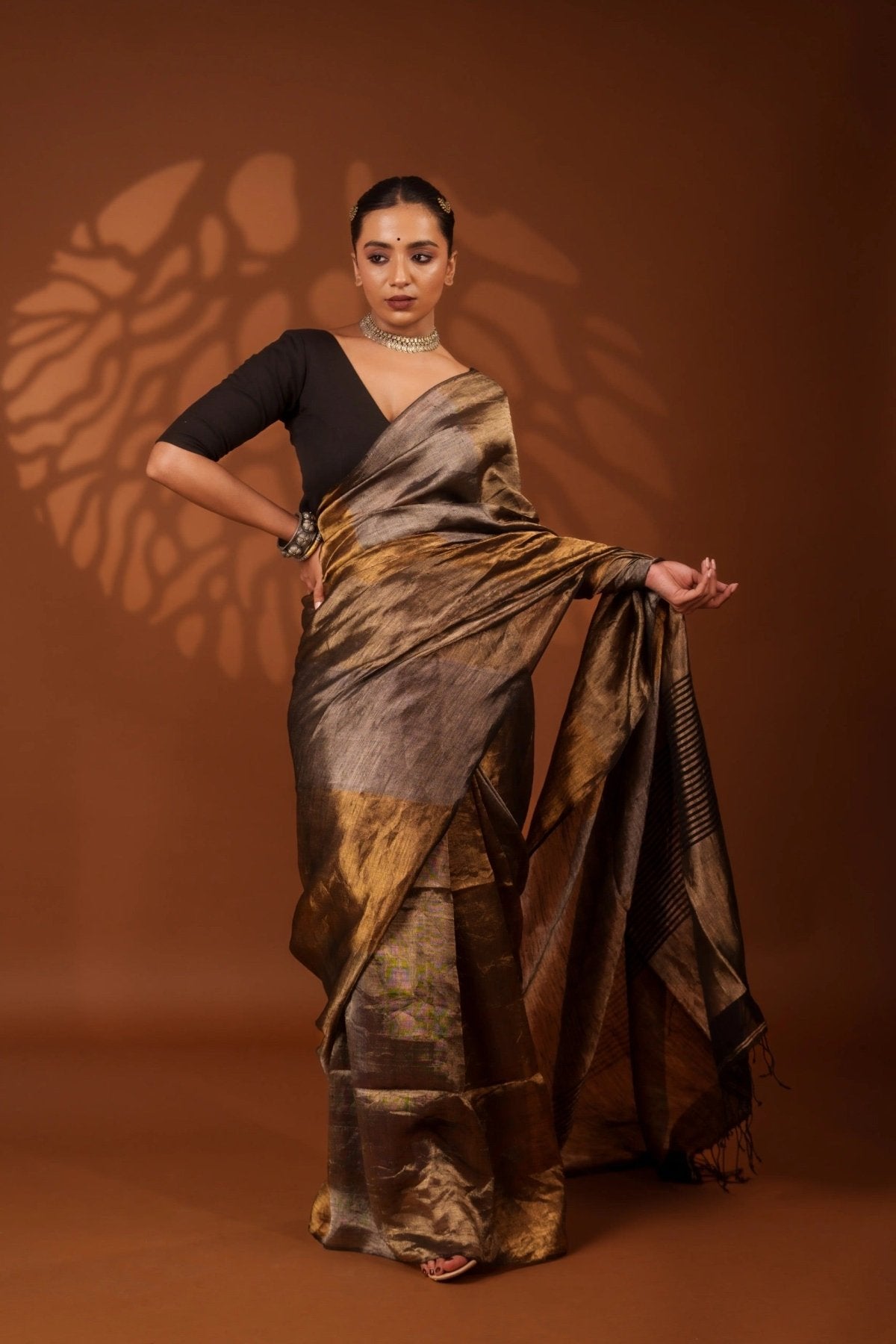 Nayana Metallic Black Saree - Eternity by Sakshi