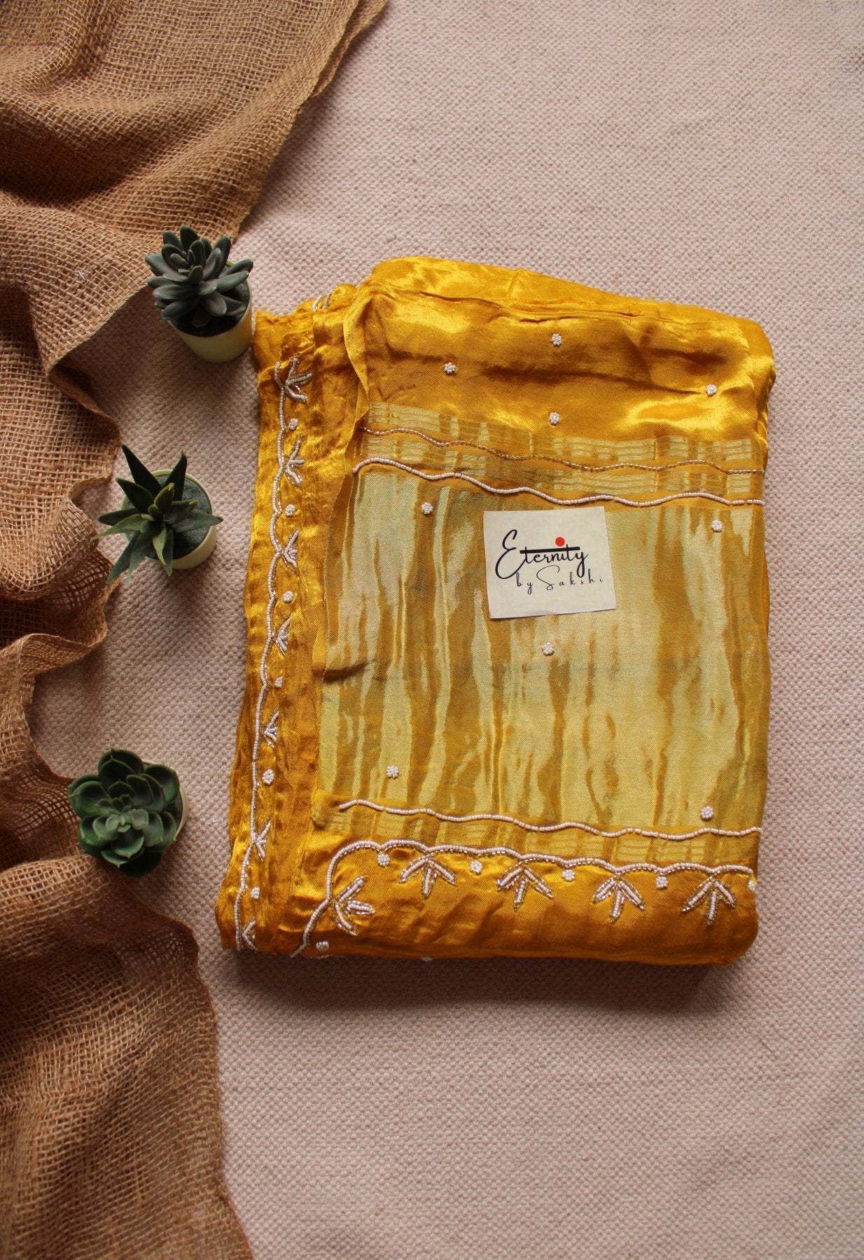 Yellow Modal Handwork Saree - Eternity by Sakshi