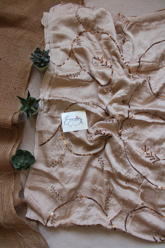Biscuit Saundarya Modal Silk Handwork Saree - Eternity by Sakshi