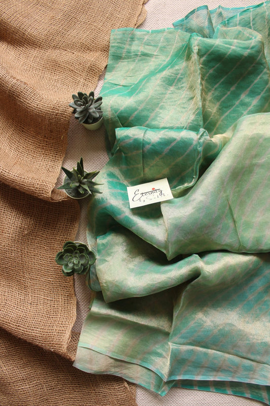 Green Tissue Leheriya Saree - Eternity by Sakshi