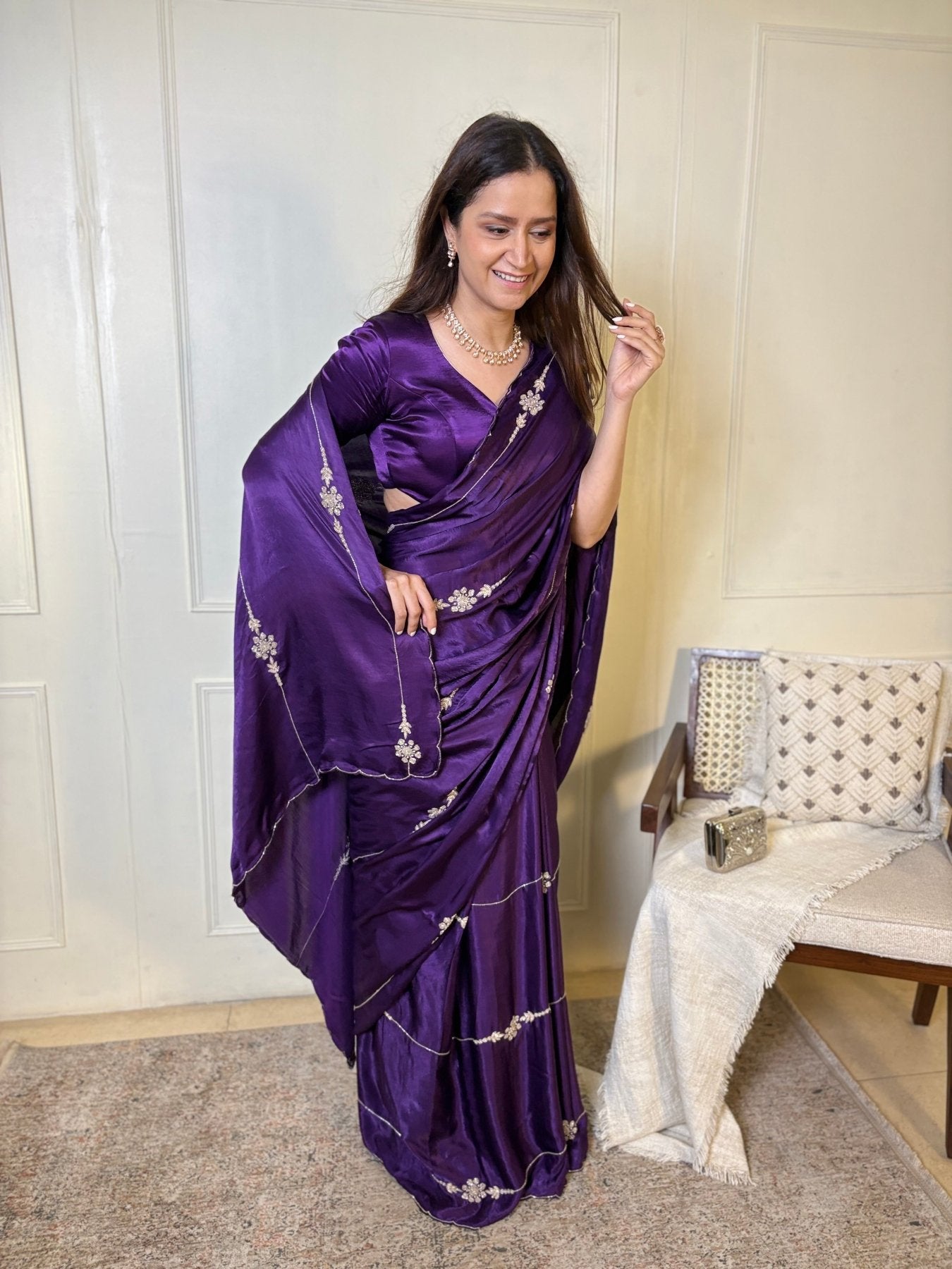 Purple Modal Handwork Saree - Eternity by Sakshi