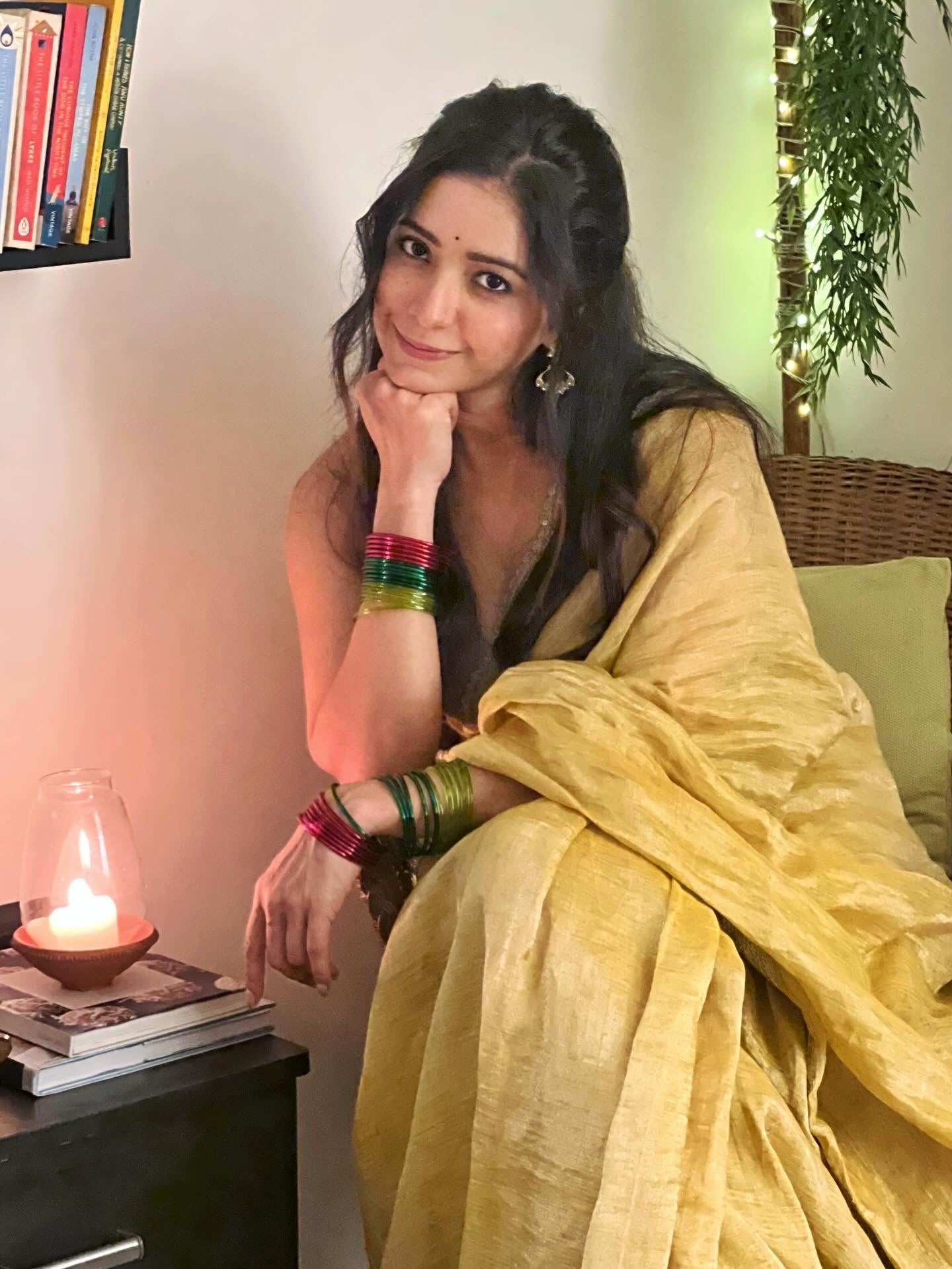 Turmeric Metallic Linen Saree - Eternity by Sakshi