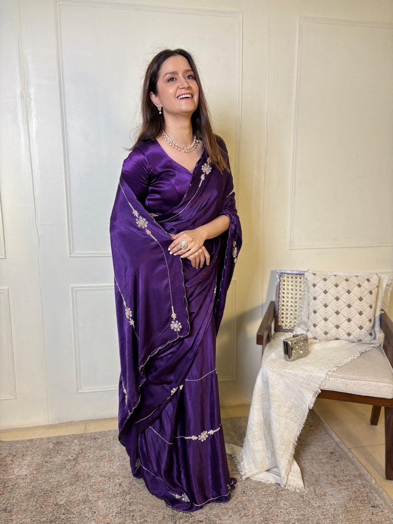 Purple Modal Handwork Saree - Eternity by Sakshi