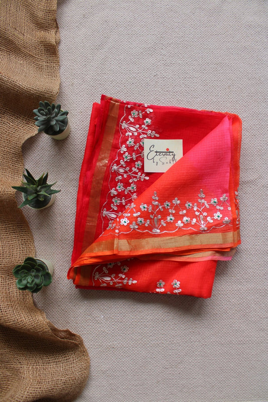 Orange Pink Tarang Kota Doriya Saree - Eternity by Sakshi