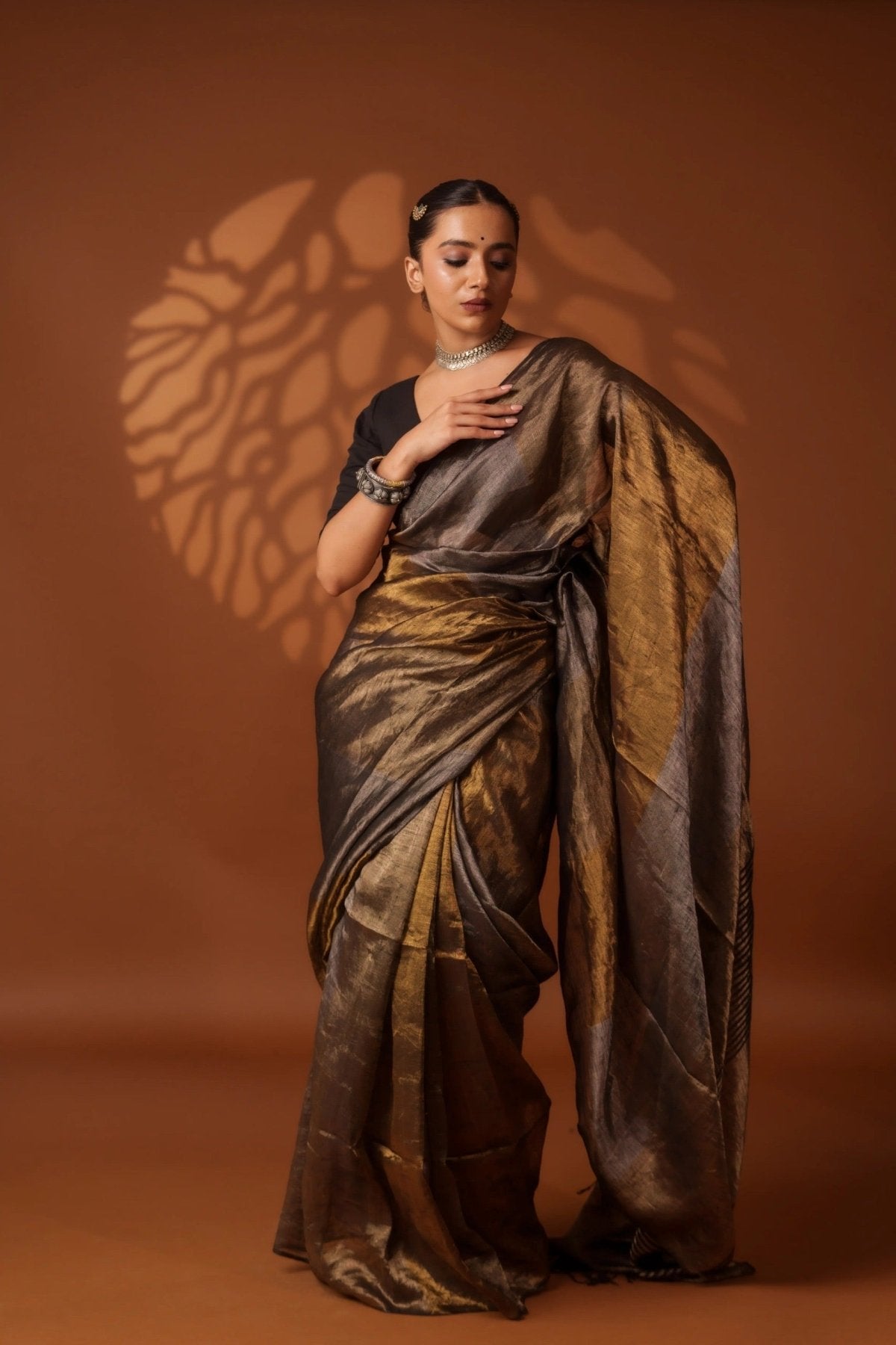 Nayana Metallic Black Saree - Eternity by Sakshi
