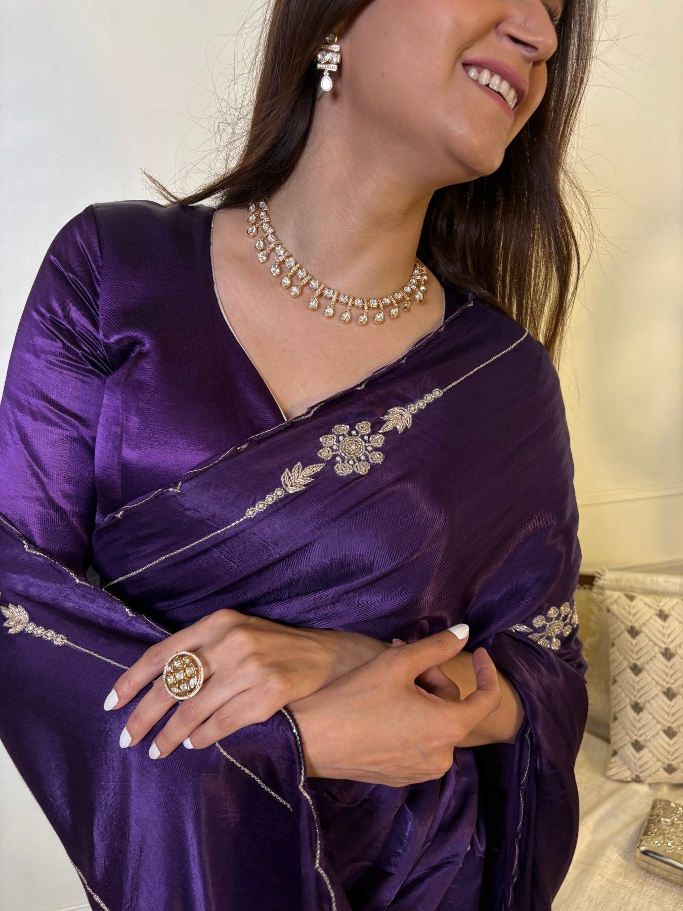 Purple Modal Handwork Saree - Eternity by Sakshi