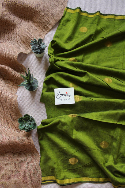 Mehendi Green Polka Saree - Eternity by Sakshi