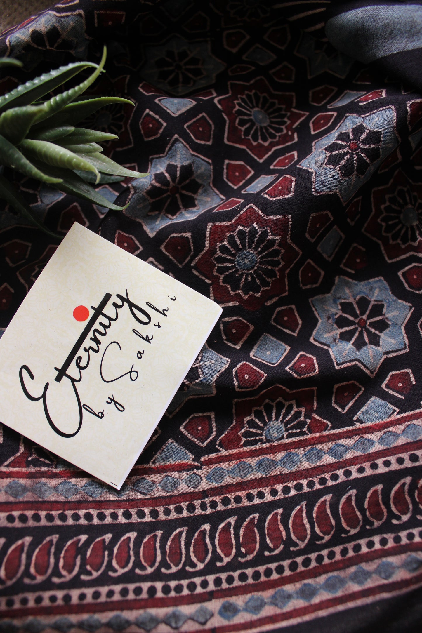 Black Rajneel Ajrakh Saree