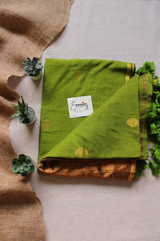 Mehendi Green Polka Saree - Eternity by Sakshi