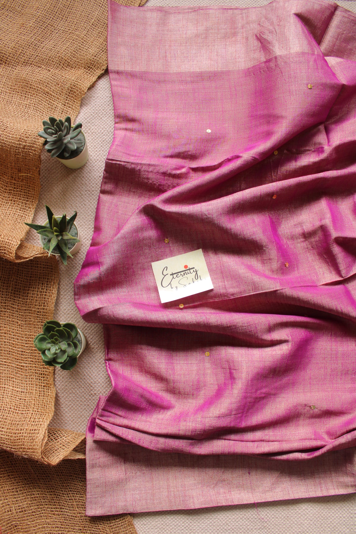 Pink Metallic Tissue Saree