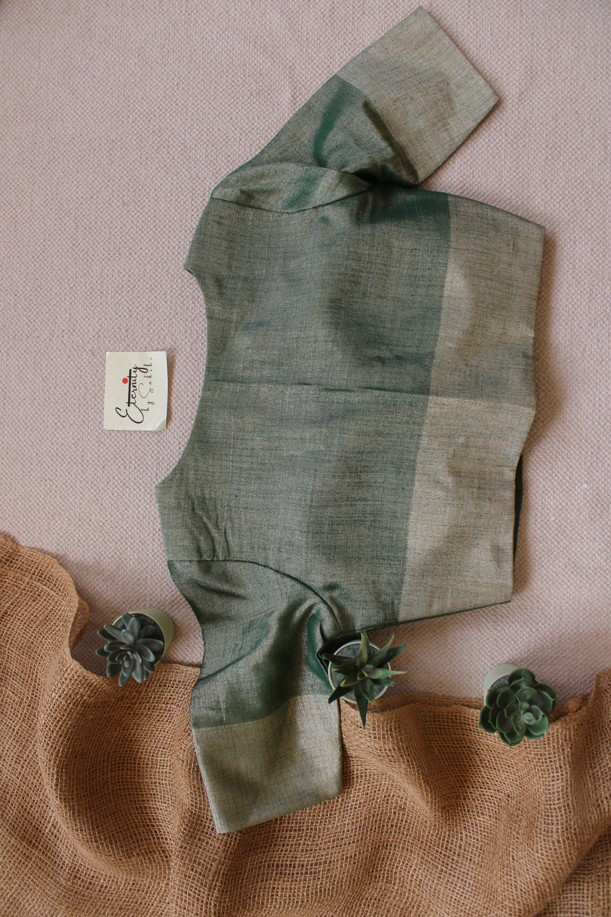 Green Metallic Tissue Blouse