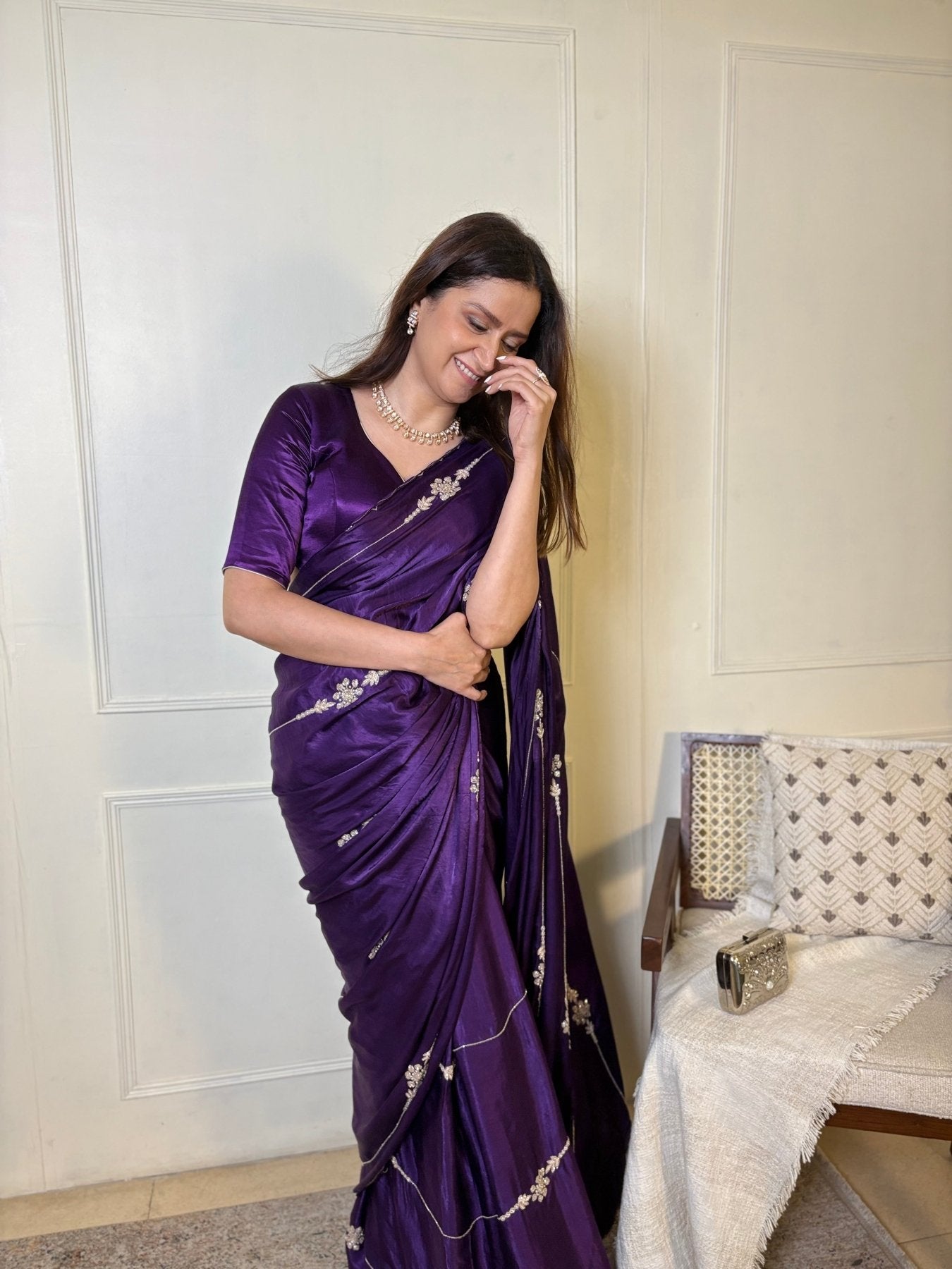 Purple Modal Handwork Saree - Eternity by Sakshi