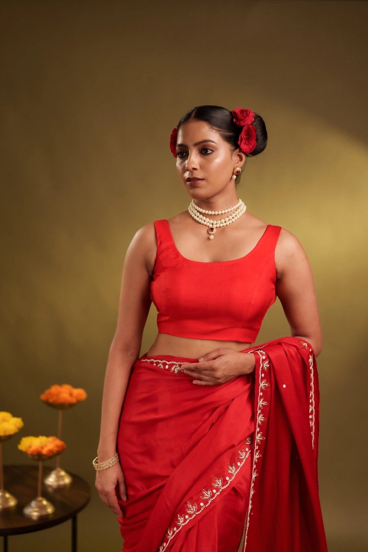 Red Noorie Blouse - Eternity by Sakshi