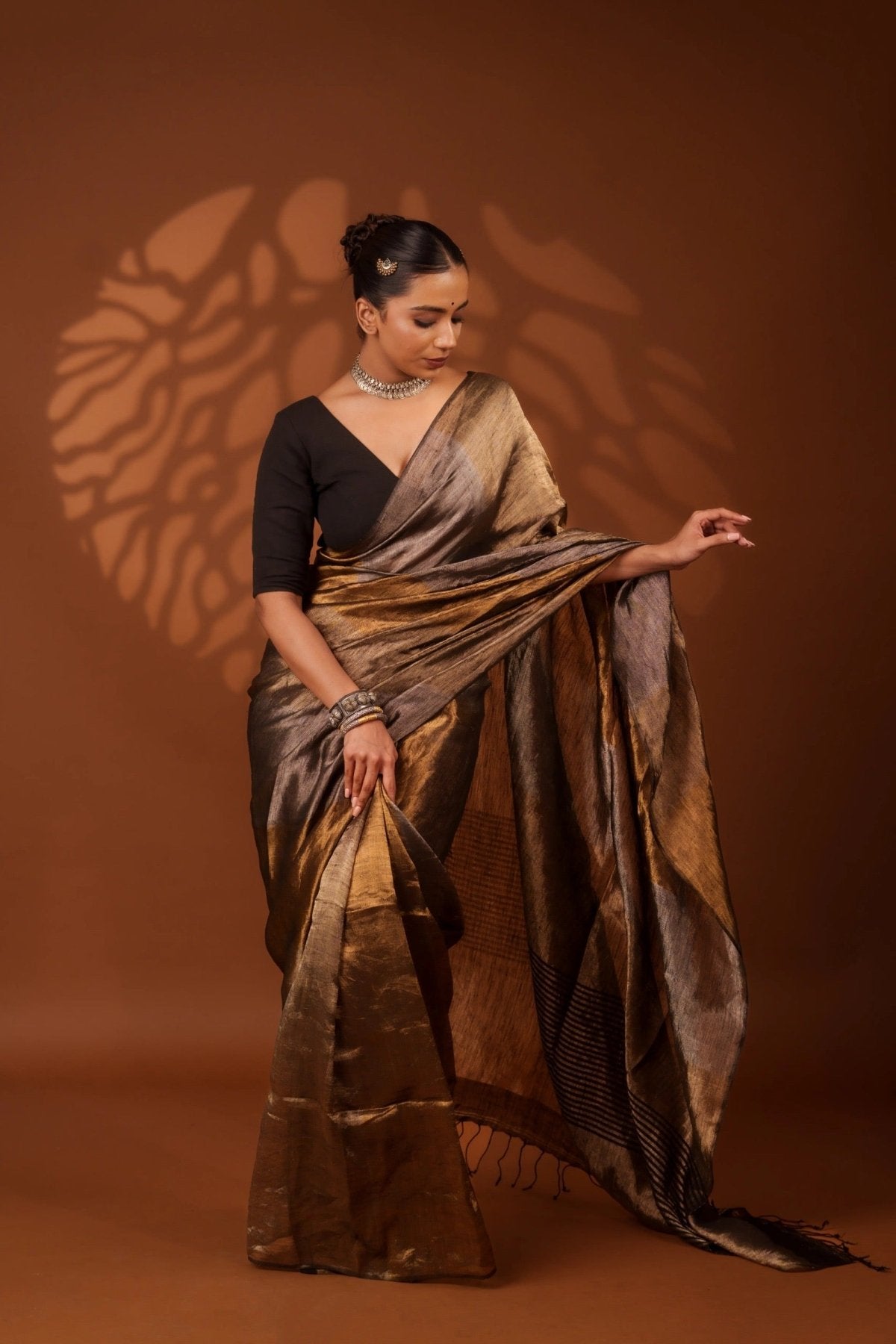Nayana Metallic Black Saree - Eternity by Sakshi