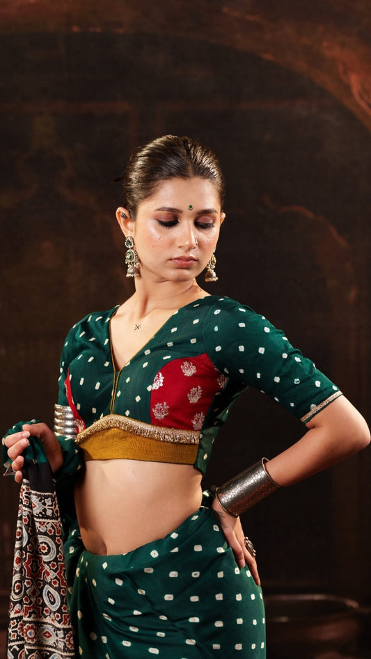 Green Bandhani Blouse - Eternity by Sakshi