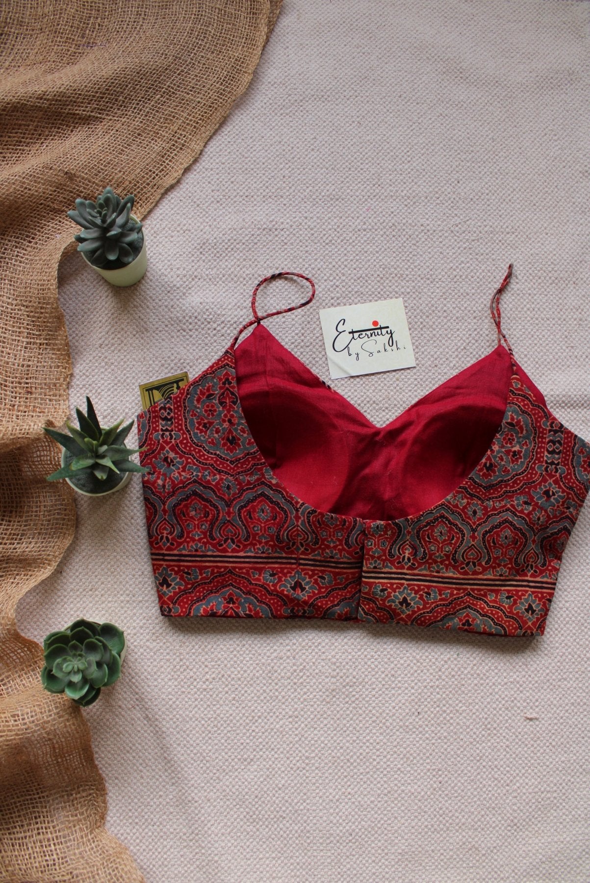 Brick Red Mirror Ajrakh blouse - Eternity by Sakshi