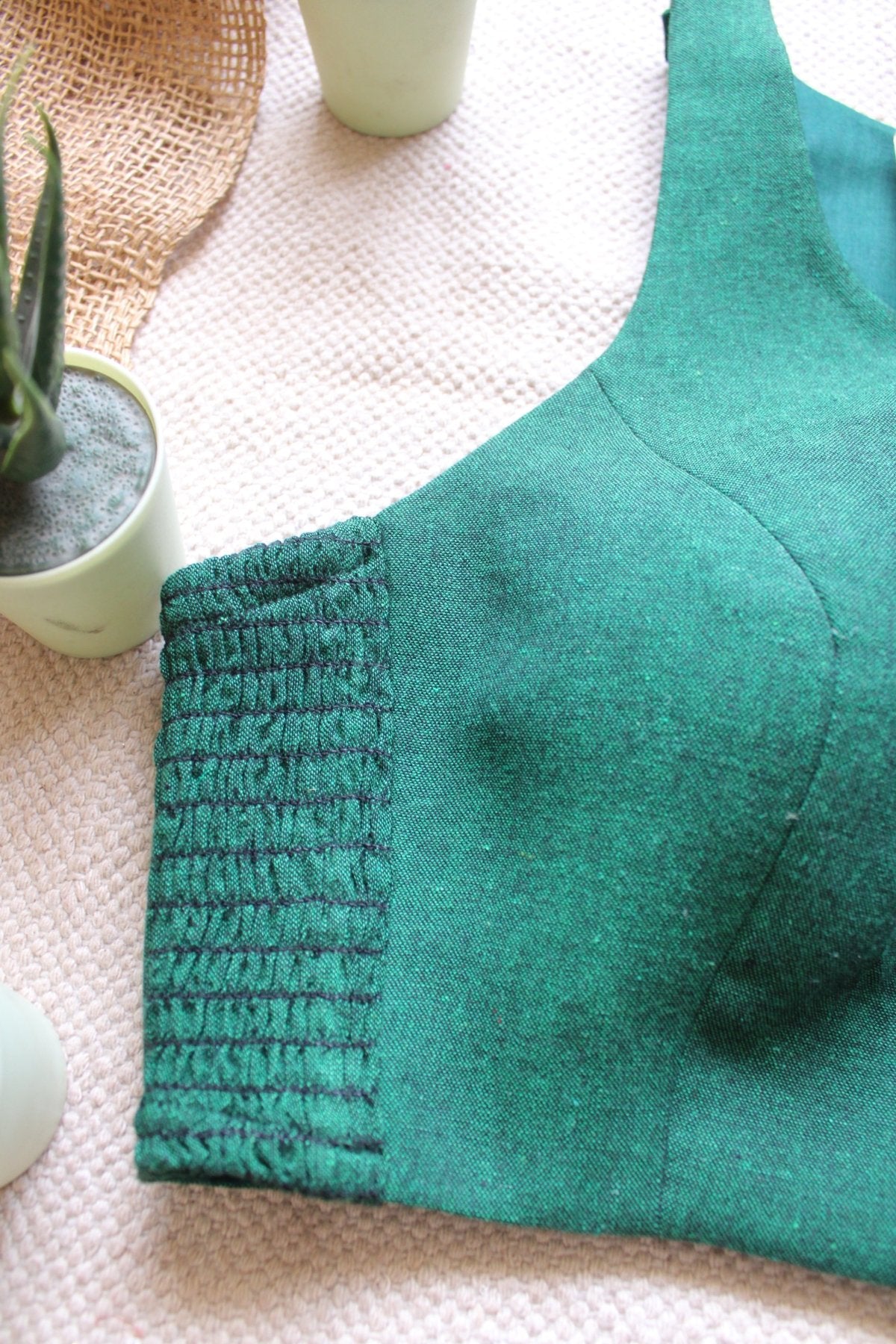 Gulmohar Green Stretchable Blouse - Eternity by Sakshi