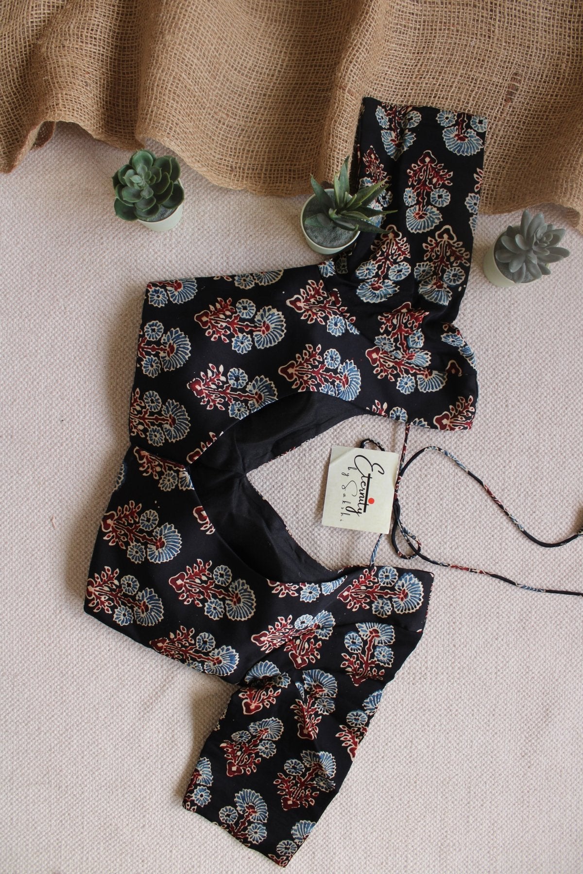 Black Ajrakh Silk Blouse - Eternity by Sakshi