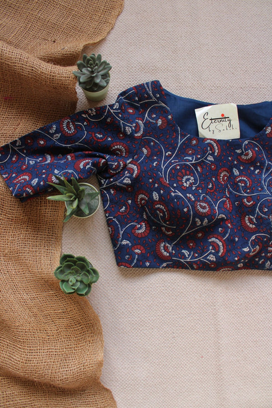 Ajrakh – Blue Floral Blouse - Eternity by Sakshi