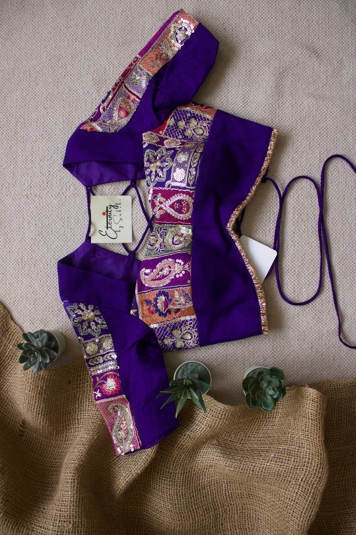 Blue Navratri Patch Blouse - Eternity by Sakshi