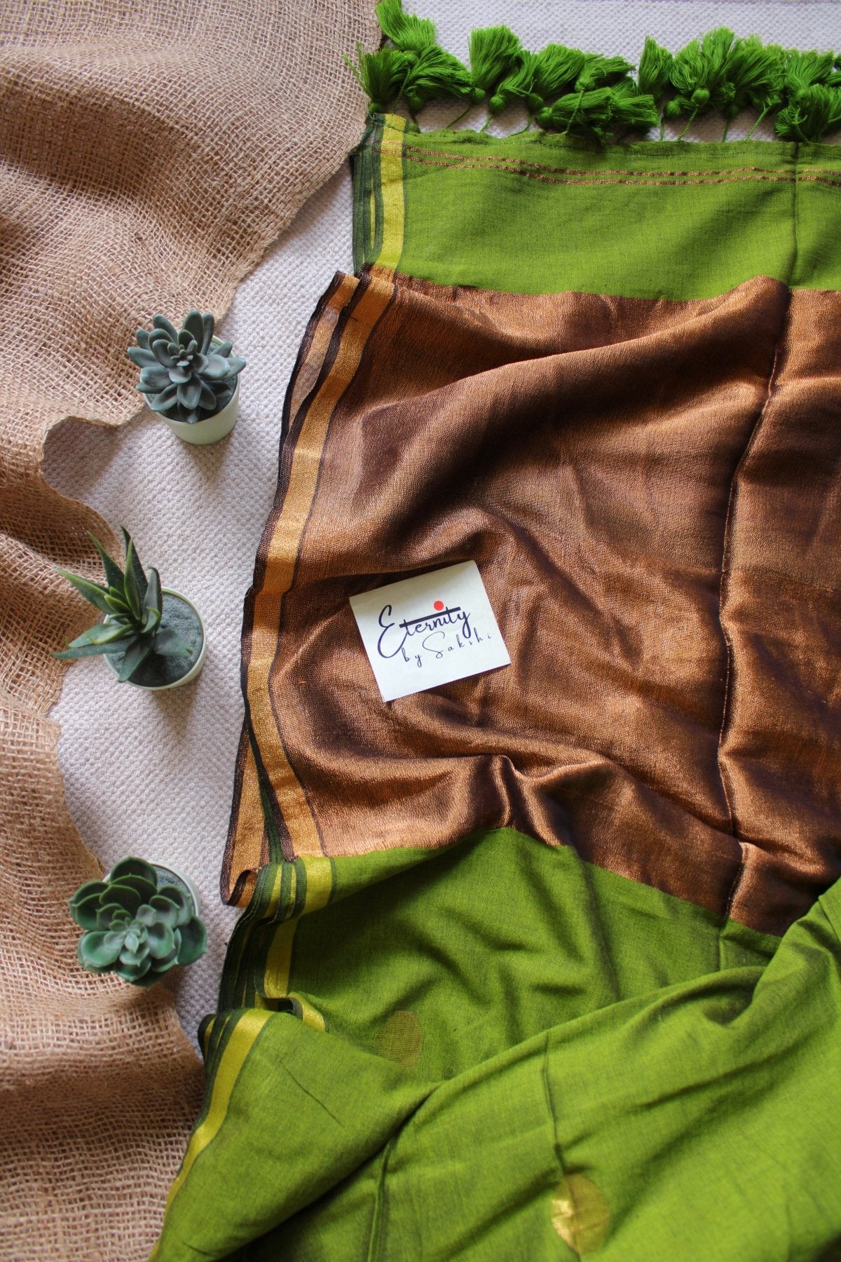 Mehendi Green Polka Saree - Eternity by Sakshi