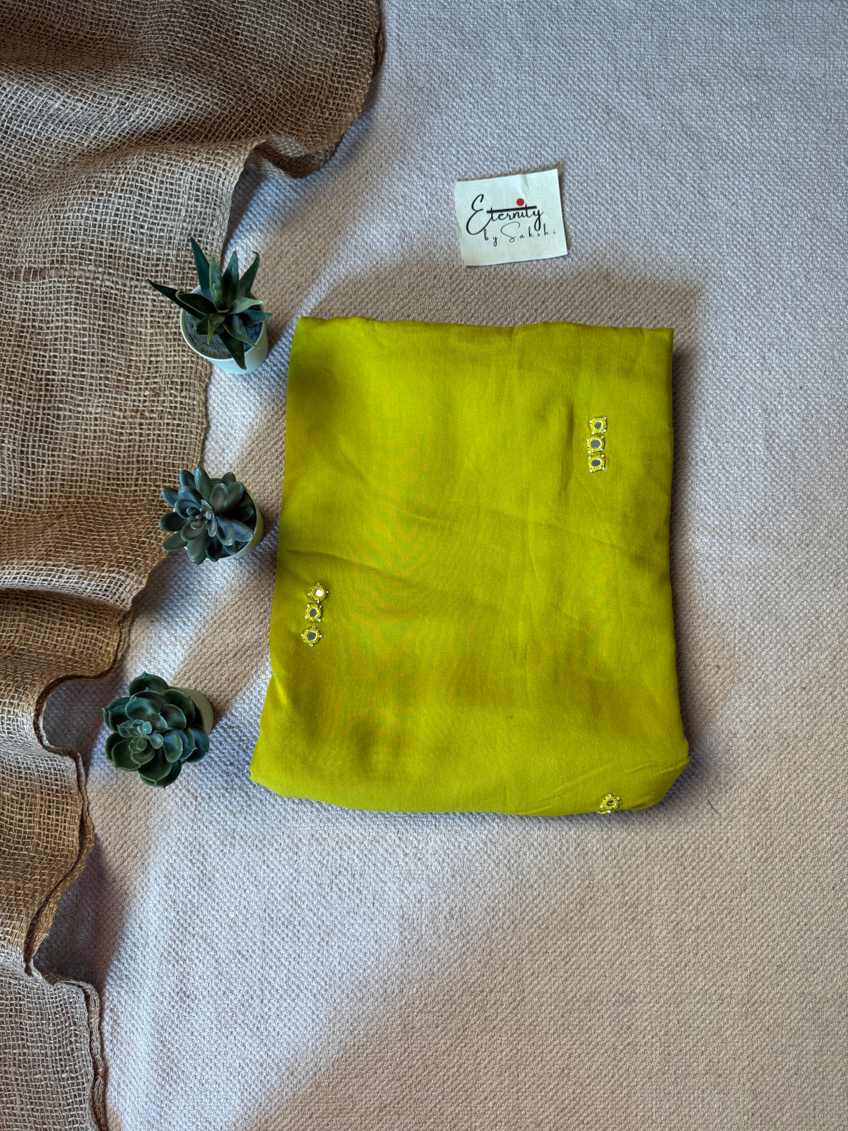 Mirror Work Green Unstitched Mens Kurta Fabric